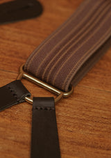 Button Braces w/ Brass Fittings - Antique Walnut w/ Denim Stripe