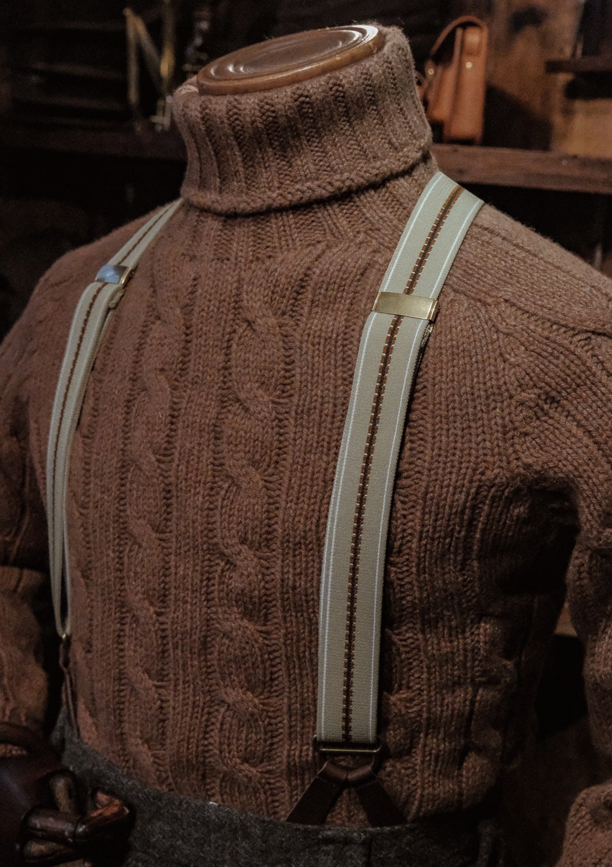 Button Braces w/ Gold Brass Fittings - Saddle Stitch