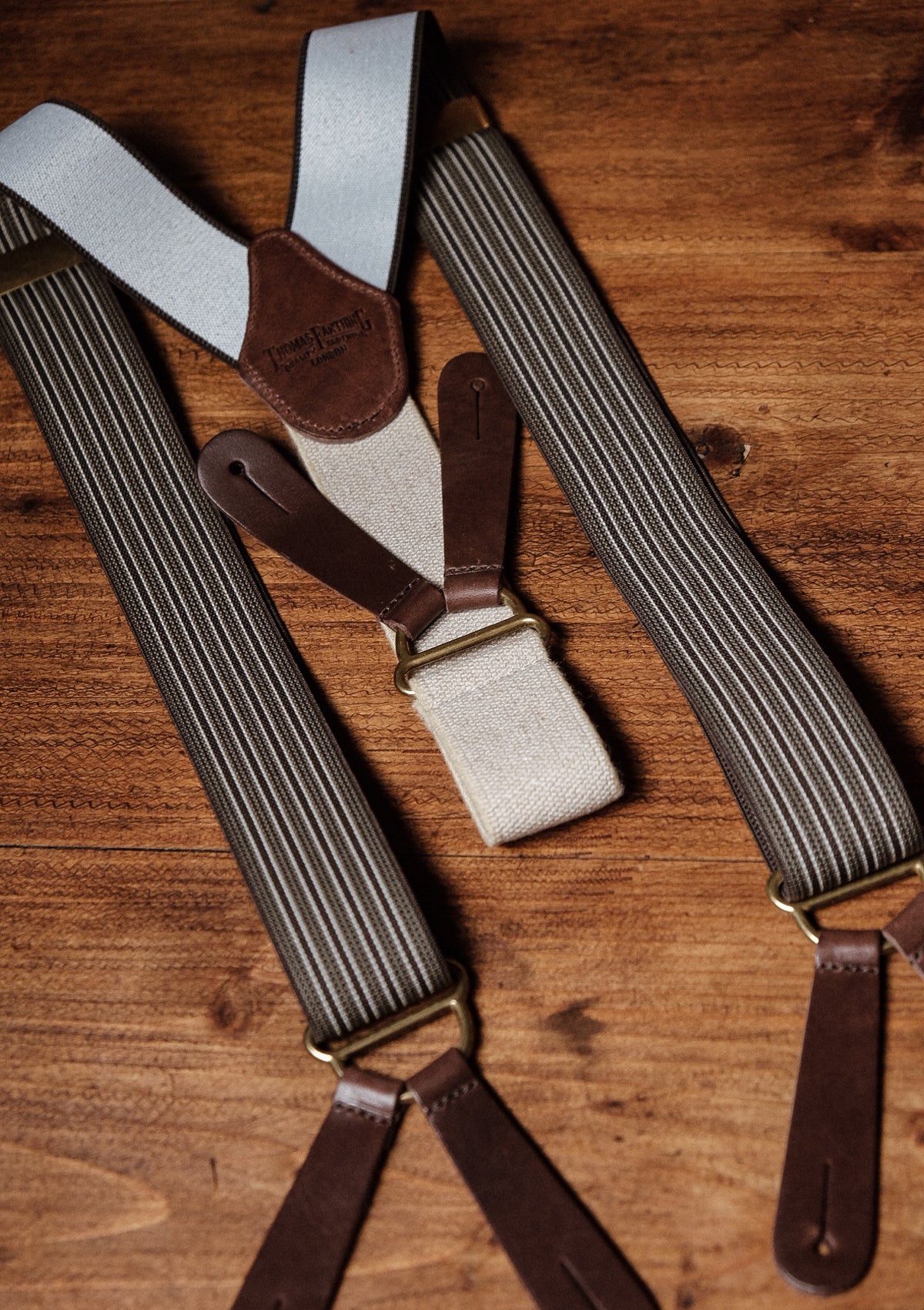 Button Braces w/ Gold Brass Fittings - Utility Stripe