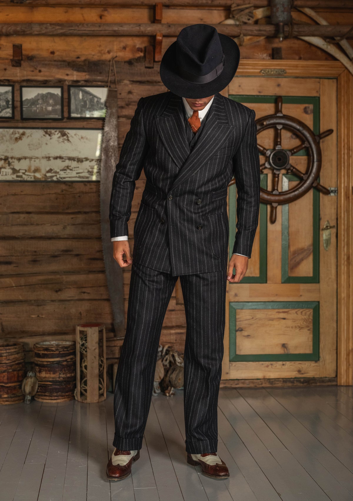 Broadway Cropped Waistcoat - Atlantic Chalk Stripe