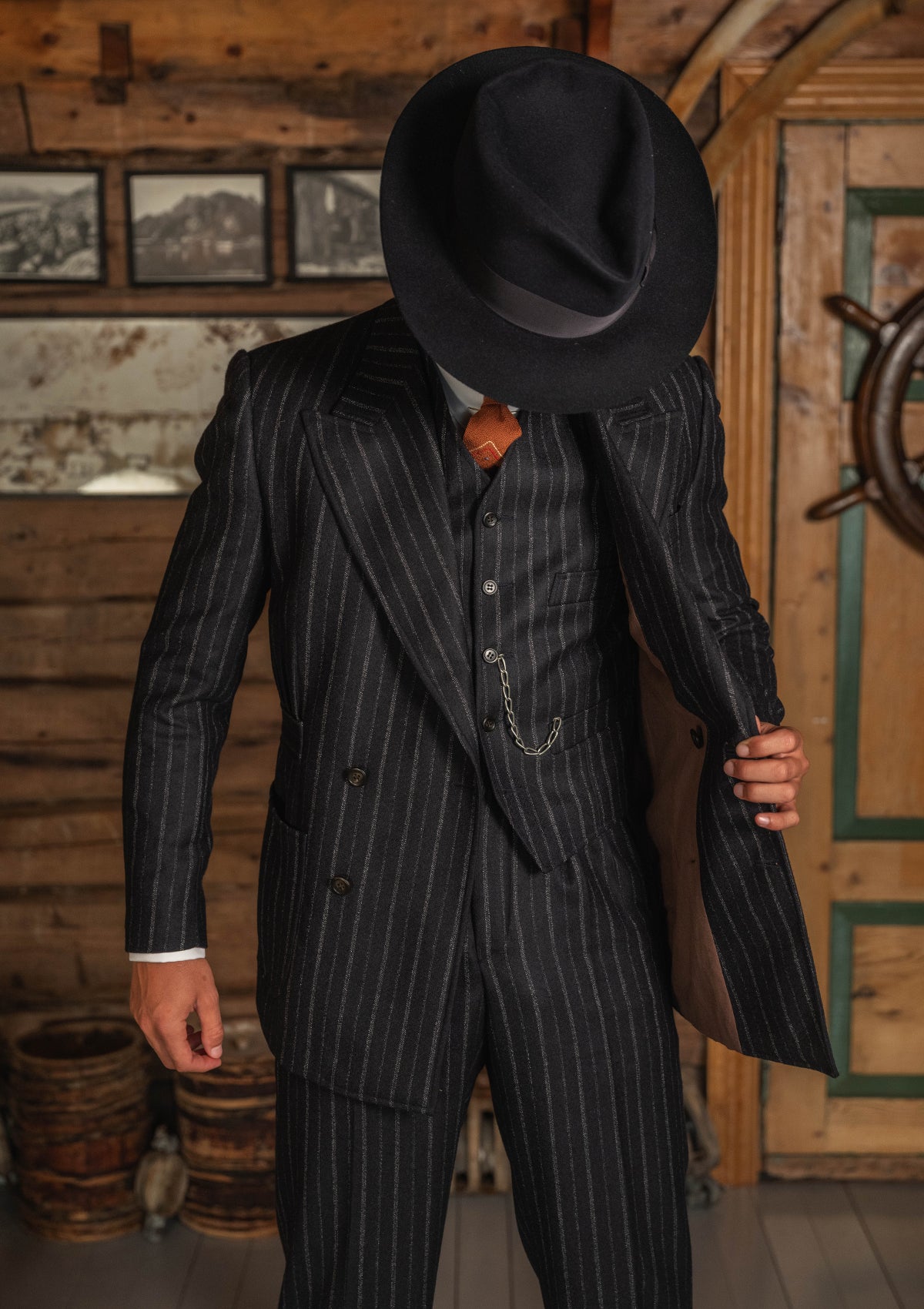 Broadway Cropped Waistcoat - Atlantic Chalk Stripe