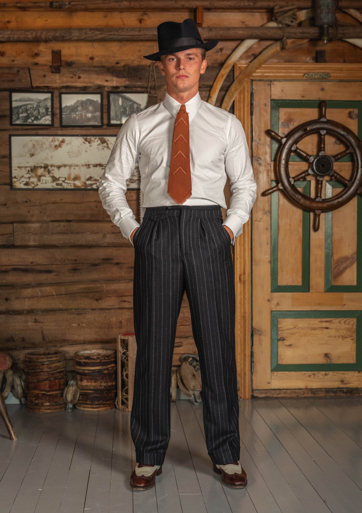 Broadway Dalton Trousers - Atlantic Chalk Stripe