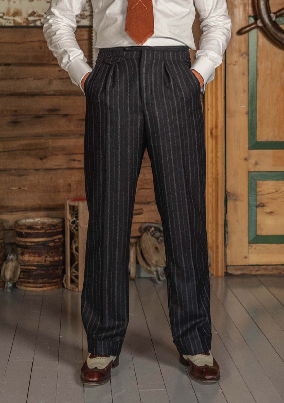 Broadway Dalton Trousers - Atlantic Chalk Stripe