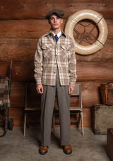 Brower Harris Tweed Overshirt - Cream Tartan