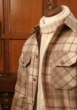 Brower Harris Tweed Overshirt - Cream Tartan
