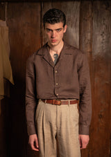 Long Sleeve Linen Board Shirt - Tobacco