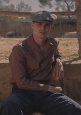 Long Sleeve Linen Board Shirt - Brown