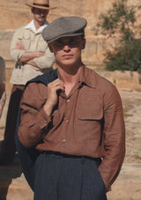 Long Sleeve Linen Board Shirt - Brown