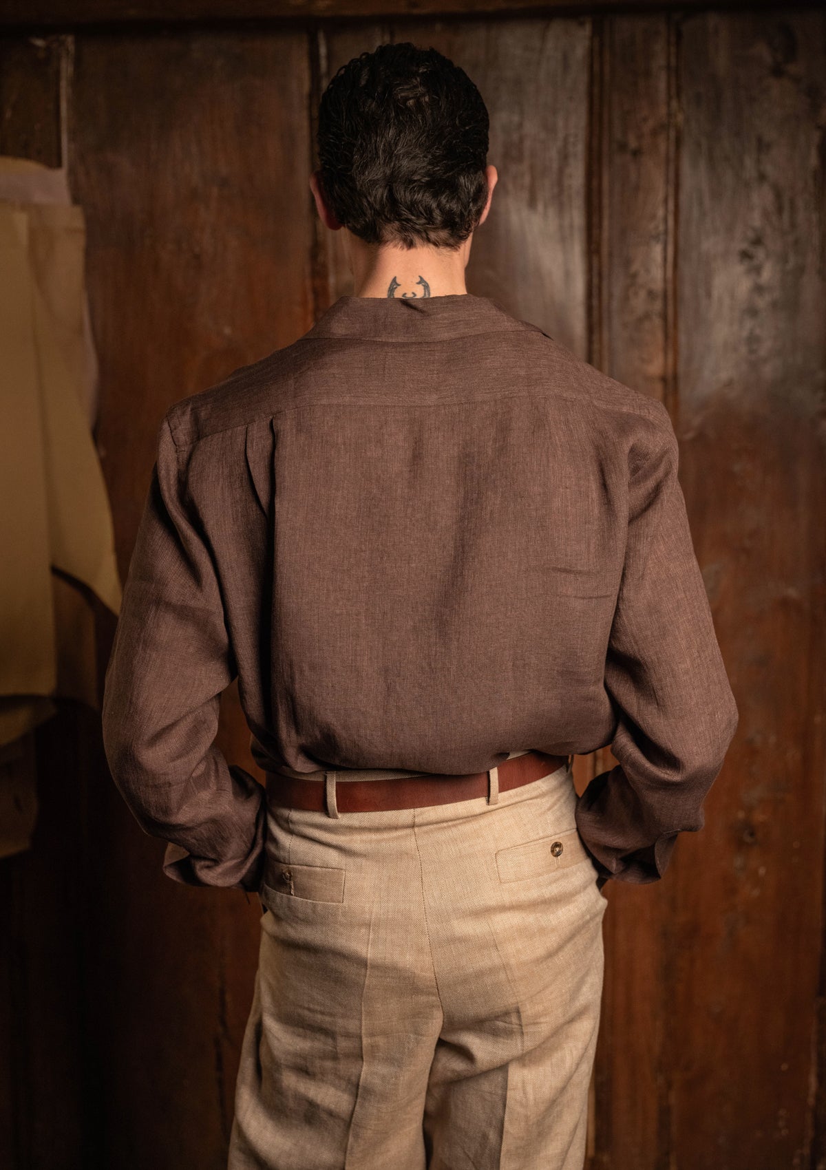 Long Sleeve Linen Board Shirt - Tobacco