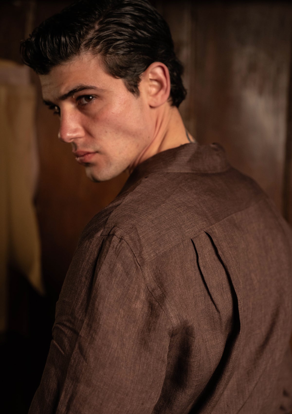 Long Sleeve Linen Board Shirt - Tobacco