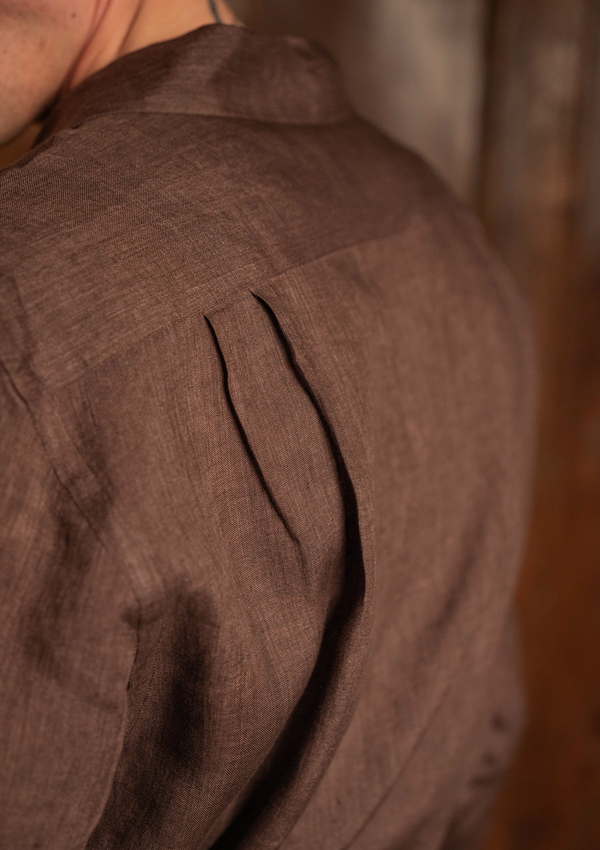 Long Sleeve Linen Board Shirt - Tobacco