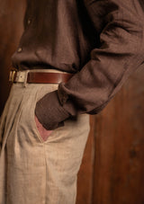 Long Sleeve Linen Board Shirt - Tobacco