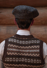 Lambert Button Down Lambswool Fair Isle - Hickory Brown