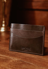 Saddle Leather Card Holder Wallet - Dark Brown