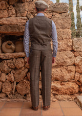 Brockman Waistcoat - Dark Brown Prince Of Wales Check