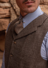 Brockman Waistcoat - Dark Brown Prince Of Wales Check