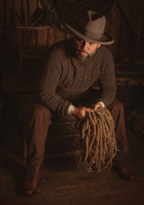 Clapperton Half Cable Knit Lambswool Sweater - Brown