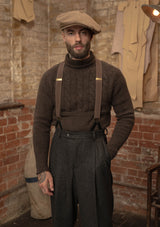 Clapperton Half Cable Knit Lambswool Sweater - Brown