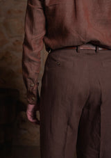 Clark Pure Linen Trousers - Cocoa