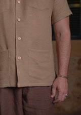 Crochet Short Sleeve Board Shirt - Mocha