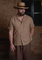 Crochet Short Sleeve Board Shirt - Mocha