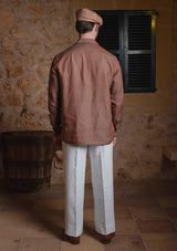 Long Sleeve Linen Board Shirt - Brown