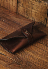 Saddle Leather Glasses Case - Dark Brown