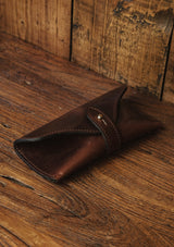 Saddle Leather Glasses Case - Dark Brown