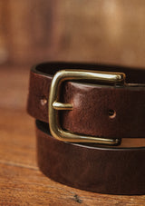 Saddle Leather Thin Belt - Dark Brown