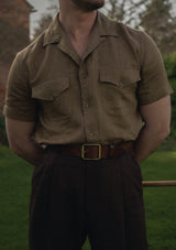 Short Sleeve Linen Board Shirt - Light Brown