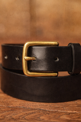 Saddle Leather Thin Belt - Black