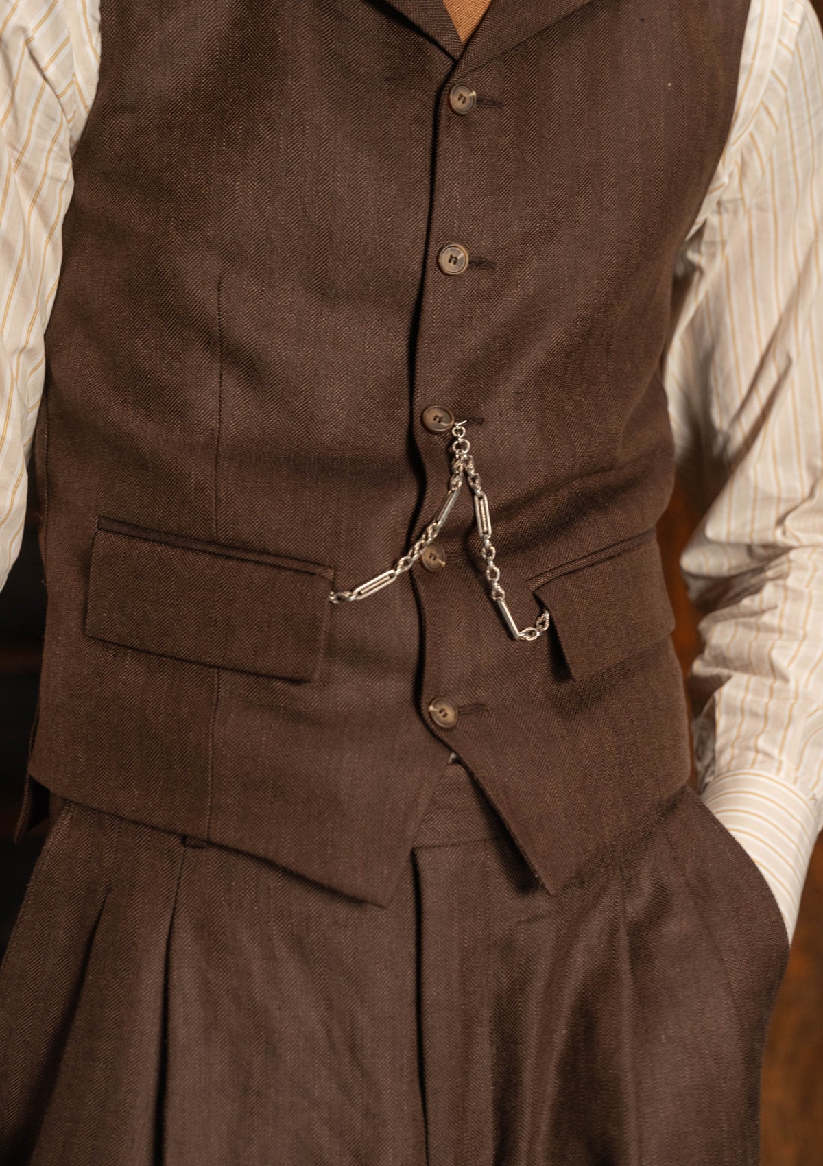 Coleman Waistcoat - Tobacco Herringbone