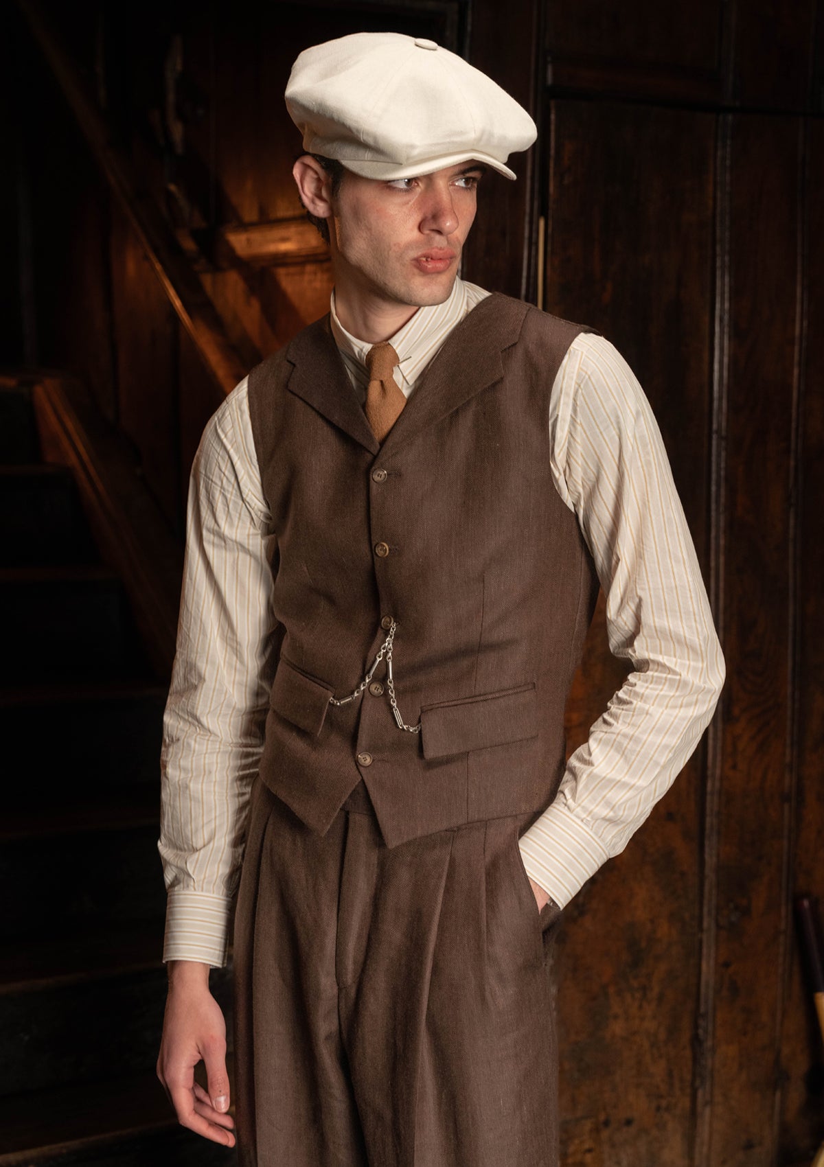 Coleman Waistcoat - Tobacco Herringbone