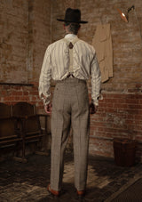 Brockman Harris Tweed Clark Trouser - Light Grey & Cinnamon Check