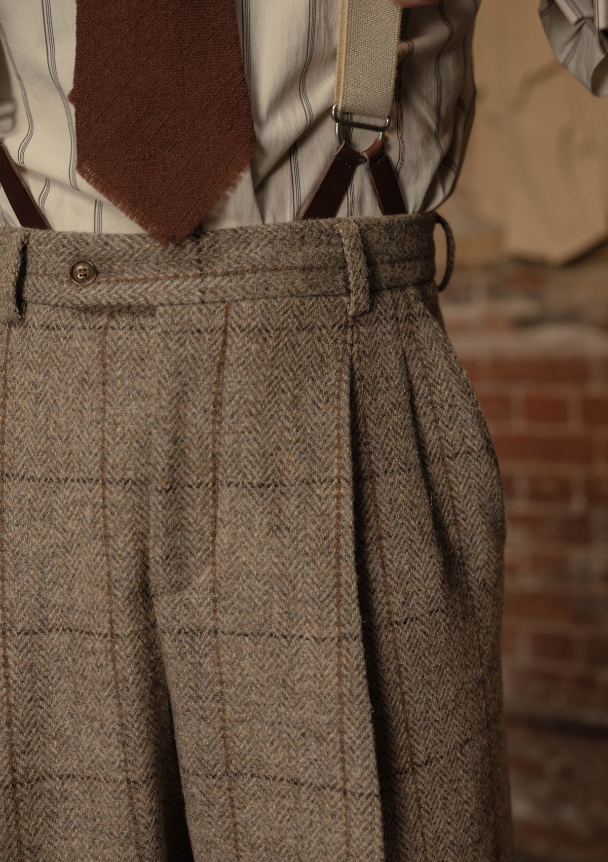 Brockman Harris Tweed Clark Trouser - Light Grey & Cinnamon Check