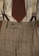 Brockman Harris Tweed Clark Trouser - Light Grey & Cinnamon Check