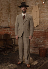 The Brockman 3 Piece Suit - Light Grey & Cinnamon Check