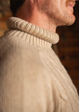 Clapperton Half Cable Knit Lambswool Sweater - Salted Canvas