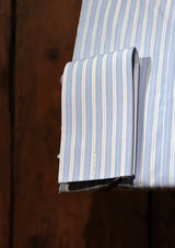 Vintage Club Collar Cotton Shirt - Blue Stripe