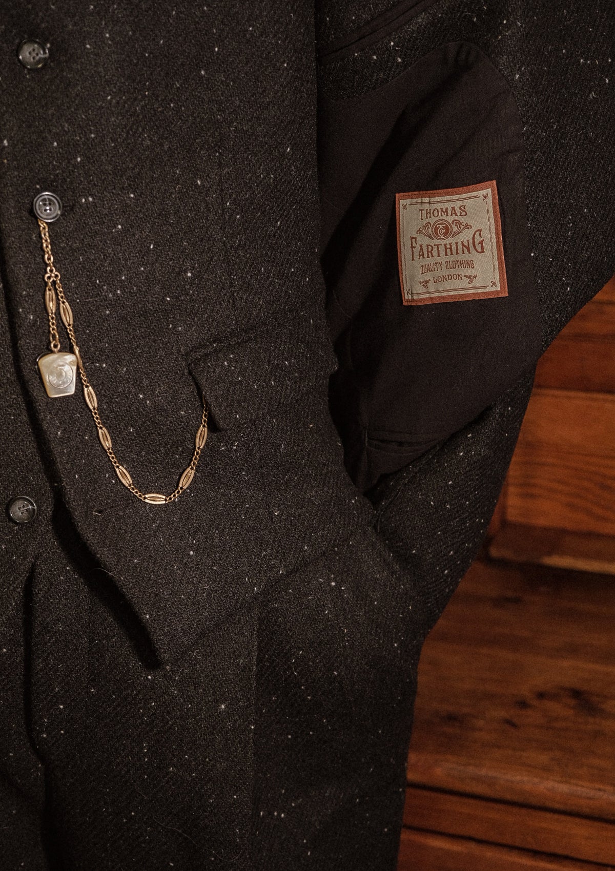 Coleman Harris Tweed Waistcoat - Black w/ White Fleck