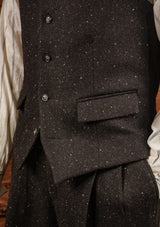 Coleman Harris Tweed Waistcoat - Black w/ White Fleck