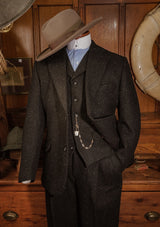 Coleman Harris Tweed Waistcoat - Black w/ White Fleck