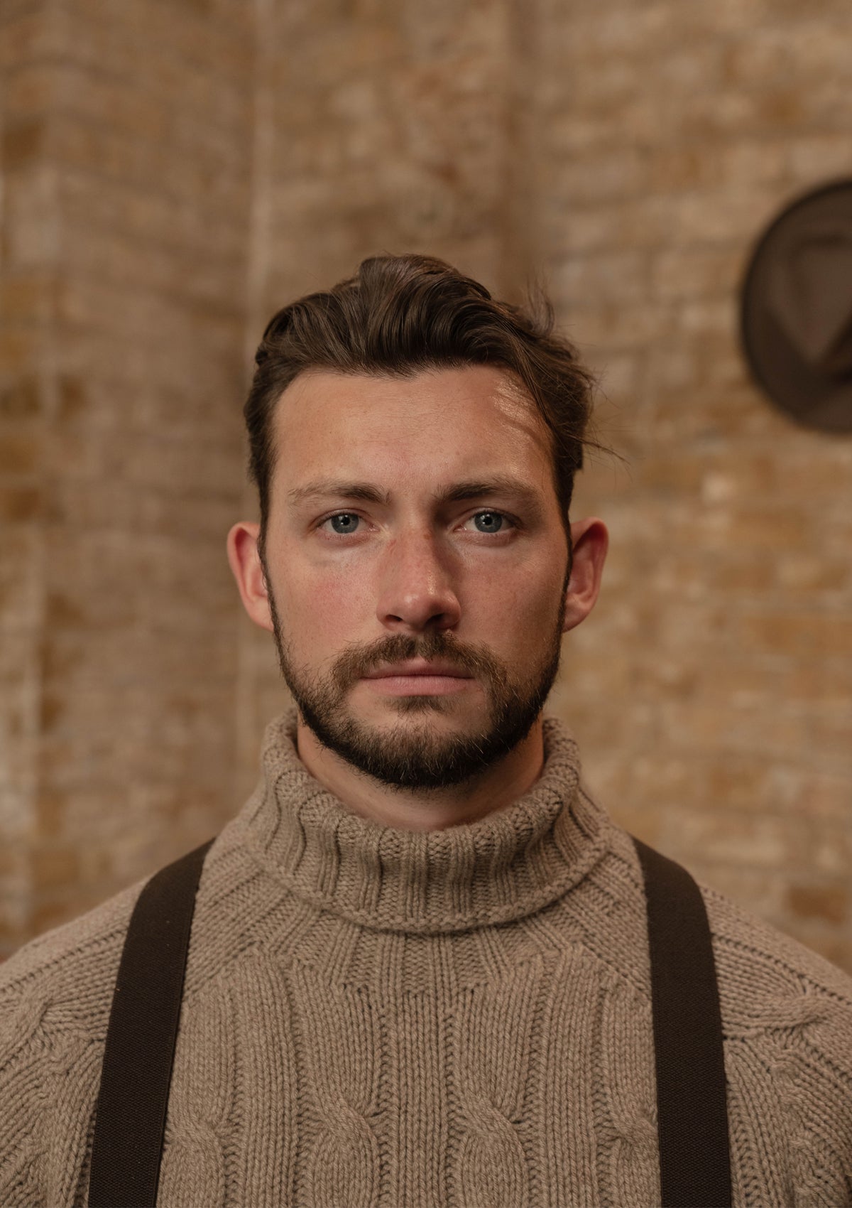 Anderson Cable Knit Super-soft Lambswool Sweater - Biscuit