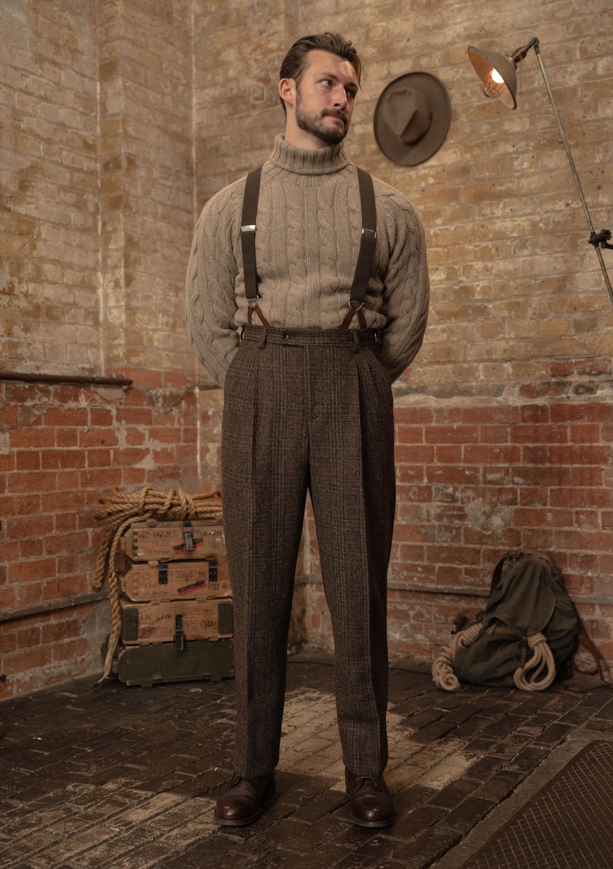 Anderson Cable Knit Super-soft Lambswool Sweater - Biscuit