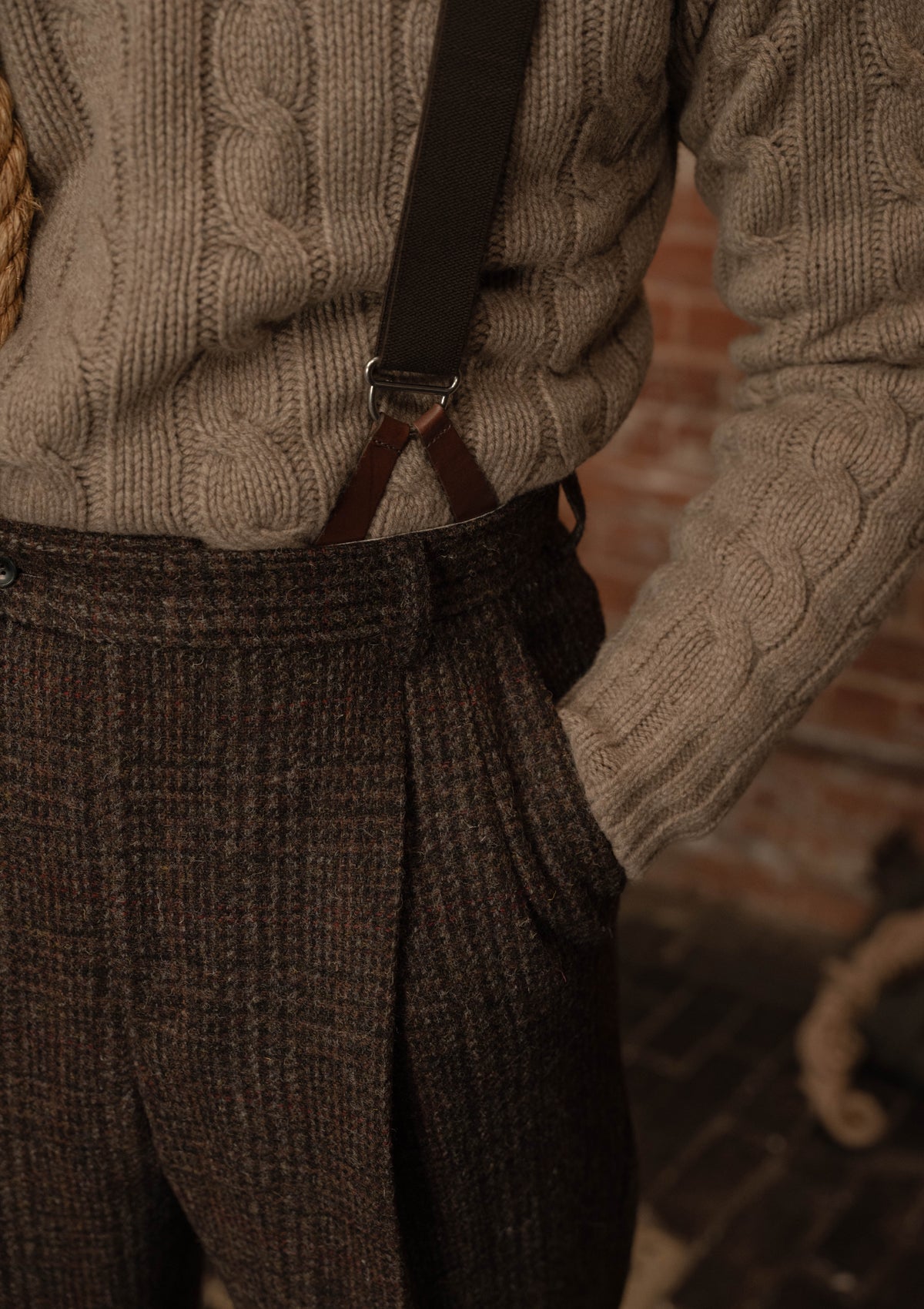 Anderson Cable Knit Super-soft Lambswool Sweater - Biscuit