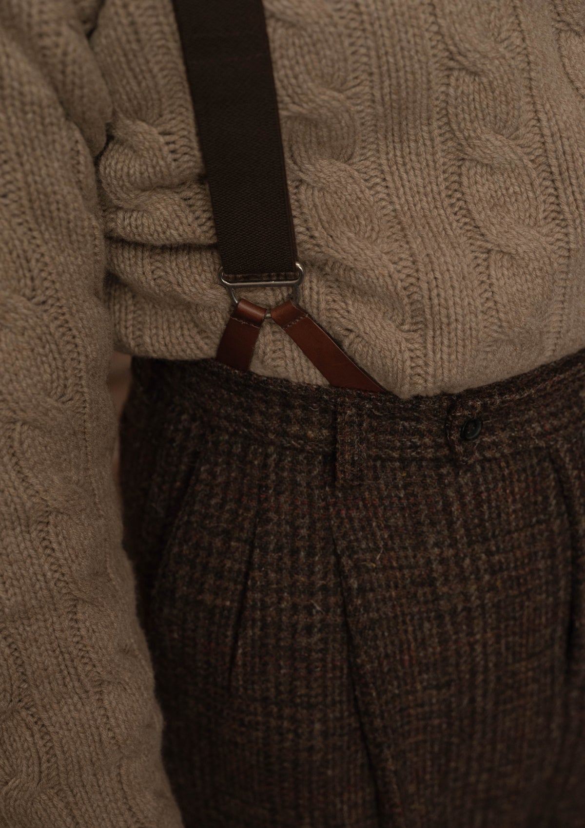 Anderson Cable Knit Super-soft Lambswool Sweater - Biscuit