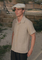 Crochet Short Sleeve Board Shirt - Biscuit