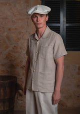 Crochet Short Sleeve Board Shirt - Biscuit