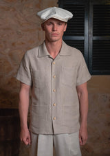 Crochet Short Sleeve Board Shirt - Biscuit