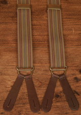 Button Braces w/ Brass Fittings - Oxford Wheat w/ Stripe